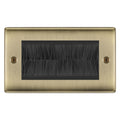 BG Antique Brass Double 4 Gang Brush Cable Entry Wall Plate Black