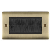 BG Antique Brass Double 4 Gang Brush Cable Entry Wall Plate Black by British General (BG-NABEMR4+EMFO-1)