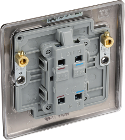BG NBN31 Nexus Metal Black Nickel 1 Gang 20A 2 Pole Neon Switch