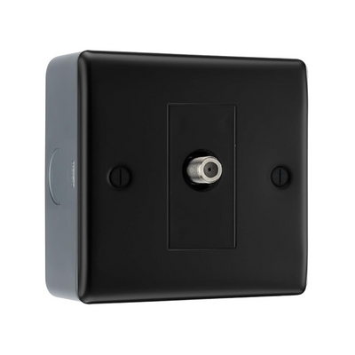 BG Nexus Metal Matt Black 1 Gang Satellite Socket NFB64 by British General (BG-NFB64+MC501-01)