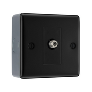 BG Nexus Metal Matt Black 1 Gang Satellite Socket NFB64 by British General (BG-NFB64+MC501-01)