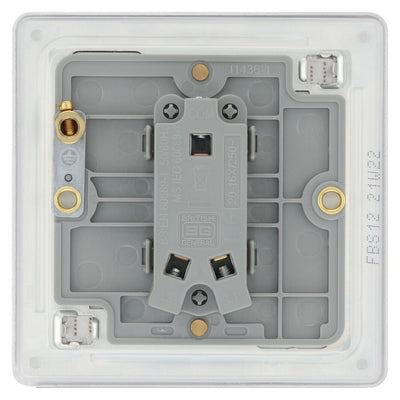 BG Screwless Brushed Steel 20A 16AX 2 Way Single Light Switch FBS12 with 25mm Steel Back Box