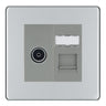 BG Screwless Polished Chrome TV Aerial & RJ45 CAT6 Data Socket - Grey Insert by British General