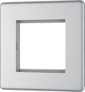 BG Electrical FBSEMS2 Euro Module Screwless Flat-Plate 2 Module Square Front Plate Brushed Steel