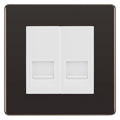 BG Screwless Black Nickel Double RJ11 Telephone Socket FBNRJ112 - White Insert by British General (BG-FBNRJ112W)