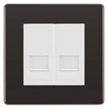 BG Screwless Black Nickel Double RJ11 Telephone Socket FBNRJ112 - White Insert