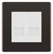 BG Screwless Black Nickel Double RJ11 Telephone Socket FBNRJ112 - White Insert by British General (BG-FBNRJ112W)