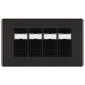BG Screwless Black Nickel 4 Gang RJ45 Cat6 Data Socket Outlet Black Inserts