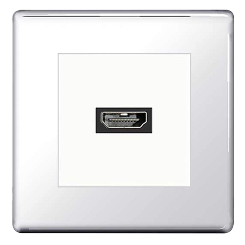 BG Nexus Screwless Polished Chrome HDMI Socket White insert