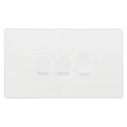 BG Evolve Pearlescent White 3 Gang Switch 2x Trailing Edge LED Dimmer 1x Intermediate Custom Grid Switch by British General (BG-Evolve-CL-3G-CUSTOM-2x-Dimmer-1x-INT)