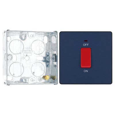 BG Evolve Matt Blue 45A DP Single Plate + Neon PCDDB74B with 25mm Steel Back Box