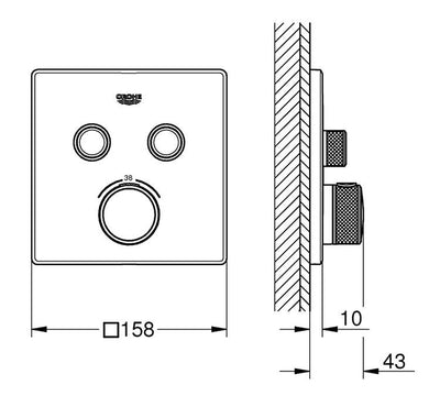 Grohe Grohtherm SmartControl Thermostat for concealed installation with 2 valves by Grohe (Grohe-29124000)
