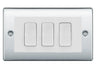 BG Nexus Polished Chrome 3 Gang Intermediate Light Switch Custom Grid - White Insert by British General (BG-Nexus-PC-3G-Combo-3x INT-WH)
