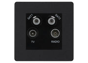 BG Evolve Matt Black TV/FM/2x SAT Quadplex Socket – Black Insert by British General (BG-PCDMBTVFMSAT2B)