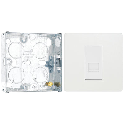 BG Evolve Pearlescent White 1 Gang Master Telephone Outlet PCDCLBTM1W with 25mm Steel Back Box
