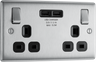BG NBS22U3B Nexus Metal Brushed Steel 2 Gang 13A 2x USB-A 3.1A Switched Socket - Black Insert by British General (BG-NBS22U3B-Shopify-SA_1)