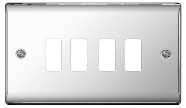 BG Nexus GNPC4 Grid Chrome 4 Gang Front Plate