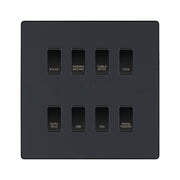 BG Evolve Matt Grey Custom Appliance Grid Switch 8 Gang Screwless by British General (BG-EVOLVE-MG-8GANG-APPLIANCE)