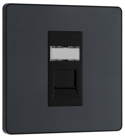 BG Evolve PCDMGRJ451B Matt Grey RJ45 Cat6 Data Outlet - Black Insert