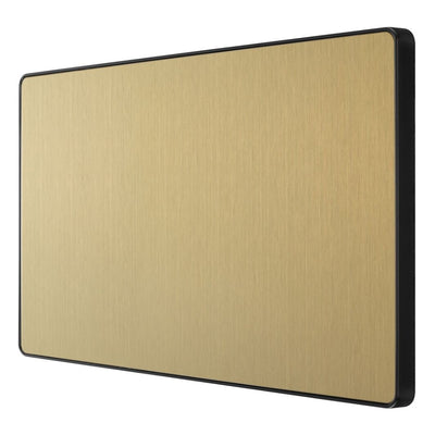 BG Evolve Satin Brass 2 Gang Double Blank Plate PCDSB95B with 25mm Steel Back Box