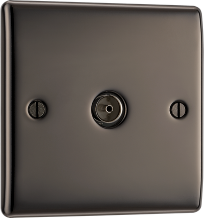 BG NBN60 Nexus Metal Black Nickel 1 Gang Co-Axial Socket by British General (BG-NBN60-Shopify-SA_1)