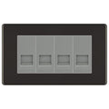 BG Screwless Black Nickel 4 Gang RJ11 Telephone Socket Euro Module - Grey Insert