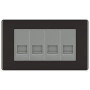 BG Screwless Black Nickel 4 Gang RJ11 Telephone Socket Euro Module - Grey Insert by British General (BG-FBNRJ114G)