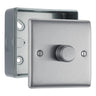 BG Nexus Brushed Steel 200W 2-Way Single Trailing Edge Push Dimmer & Surface Pattress Back Box by British General (BG-NBS81+MC501)