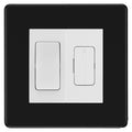 BG Screwless Matt Black 2 Way Light Switch & 13A Fused Spur Plate | White Insert