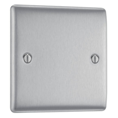BG Nexus Brushed Steel Single Blanking Plate with Surface Pattress Back Box