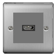 BG Nexus Brushed Steel HDMI Socket Grey Insert by British General (BG-EMHDMIG+NBSEMS2-1)