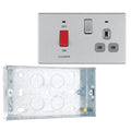 BG Screwless Brushed Steel 45 Amp Cooker Control Unit c/w Neon FBS70G with 25mm Steel Back Box