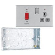 BG Screwless Brushed Steel 45 Amp Cooker Control Unit c/w Neon FBS70G with 25mm Steel Back Box by British General (BG-FBS70G+HGS04)