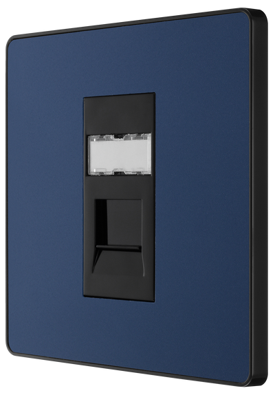 BG PCDDBRJ451B Matt Blue Evolve RJ45 Cat6 Data Outlet - Black Insert
