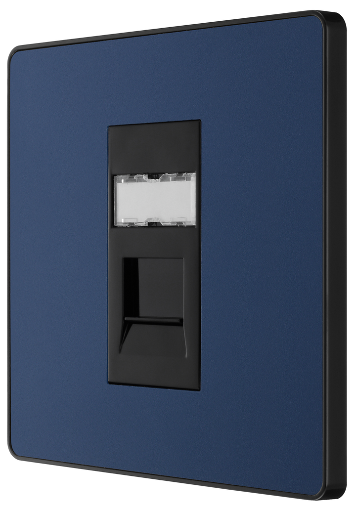 PCDDBRJ451B Side - This Evolve Matt Blue RJ45 ethernet socket from British General uses an IDC terminal connection and is ideal for home and office, providing a networking outlet with ID window for identification.