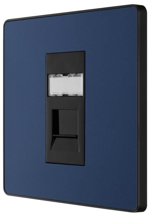 PCDDBRJ451B Side - This Evolve Matt Blue RJ45 ethernet socket from British General uses an IDC terminal connection and is ideal for home and office, providing a networking outlet with ID window for identification.
