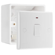 BG Nexus 1 Gang 20A 2 Pole Flex Outlet Neon Switch & 50mm Pattress Back Box by British General (BG-833+877)