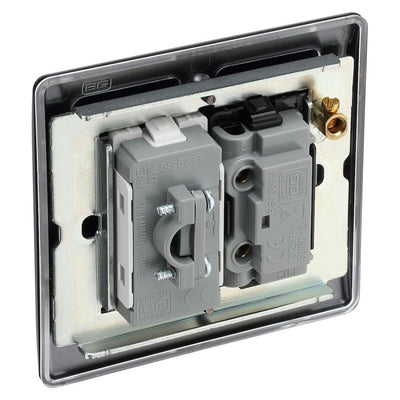 BG Nexus Matt Black 13A Unswitched Spur + Cable Outlet NFB55 with 35mm Steel Back Box