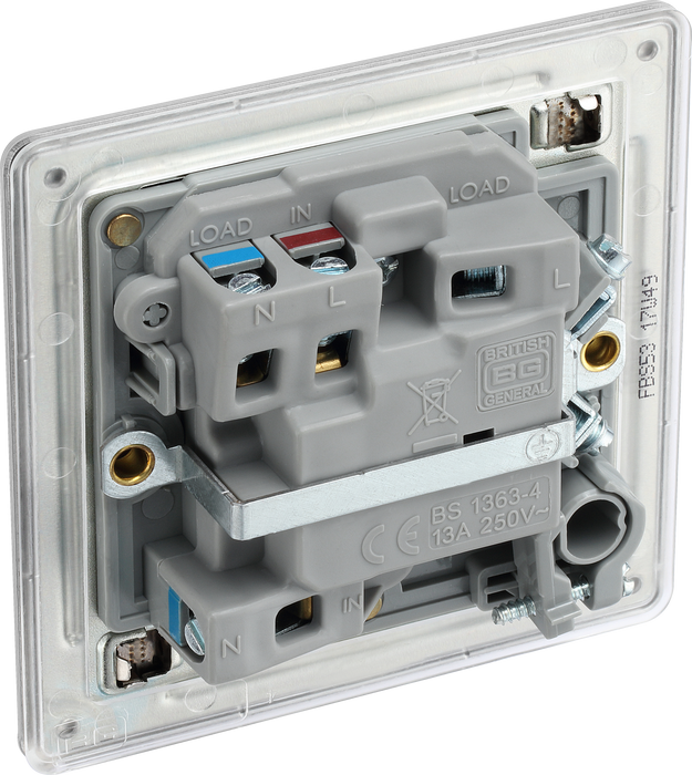 FBS53 Back - This 13A fused and switched connection unit with power indicator from British General provides an outlet from the mains containing the fuse ideal for spur circuits and hardwired appliances.