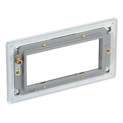 BG Screwless Polished Chrome 4G Faceplate with 45W USB A+C Charger Modules - White Insert