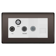 BG Nexus Black Nickel TV/FM/SAT + Return & 1 Gang Tel - Screened Triplex Socket NBN68W by British General (BG-NBN68W)
