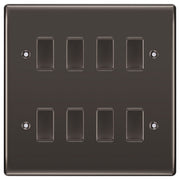 BG Black Nickel 8 Gang 2 Way Custom Grid Light Switch with Back Box Included by British General (BG-NEXUS-BN-8G-CUSTOM-LIGHT-SWITCH)