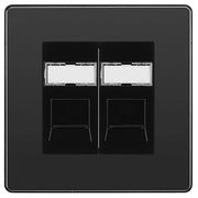 BG Evolve Black Chrome 2 Gang RJ45 Data Socket PCDBCRJ452B Black Inserts by British General (BG-PCDBCRJ452B)