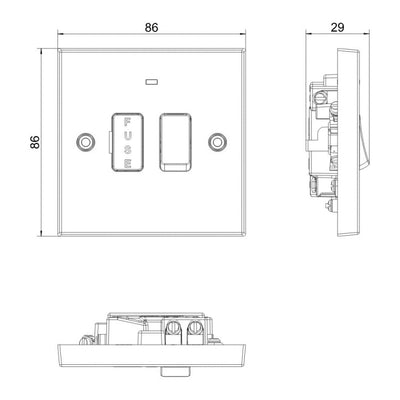 BG 951 Moulded Square Edge | White | 13A 2 Pole Neon Switched Fused Connection Unit by British General (BG-951)