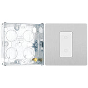 BG Evolve Brushed Steel 200W Single Trailing Edge Master Touch Dimmer PCDBSTDM1W with 25mm Steel Back Box