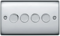 BG NPC84P Nexus 4 Gang, 2 Way, 400w Dimmer Switches-push Type Polished Chrome