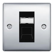 BG Nexus Polished Chrome Steel 1 Gang RJ45 Data Socket NPCRJ451B Black Insert by British General