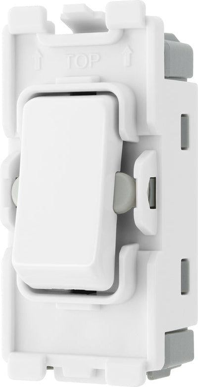 BG RPCDW12C Evolve Grid White 20A 20AX 2 Way 1 Pole Centre-Off Switch Module