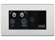 BG Screwless Brushed Steel Quadplex Combination TV Socket FBS69B by British General (BG-FBS69B)