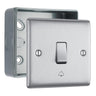 BG Nexus Metal Brushed Steel 10AX Bell Push Switch & Surface Pattress Back Box by British General (BG-NBS14+MC501)